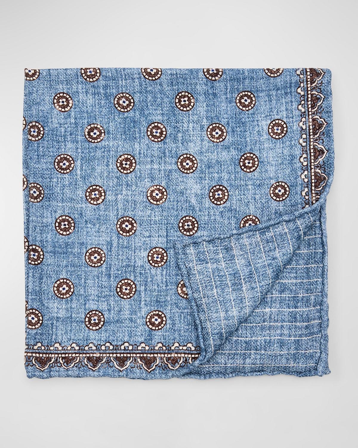 Men's Silk Geometric Pocket Square Product Image