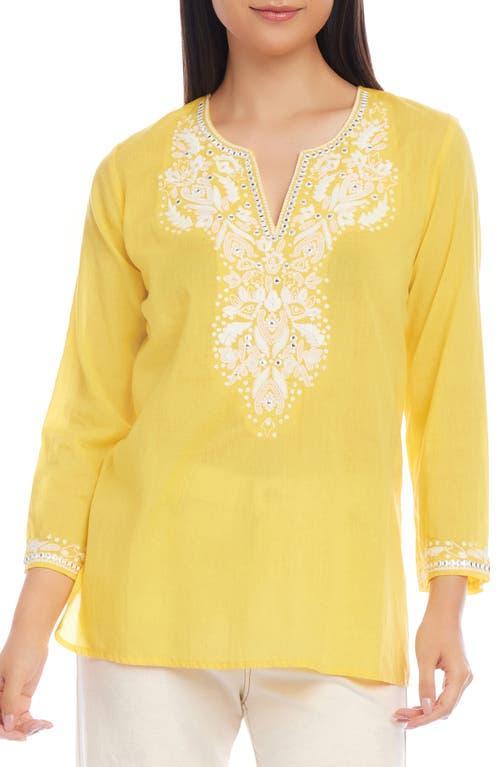 Karen Kane Petite Size Embroidered Split V-Neck 34 Sleeve Tunic Product Image