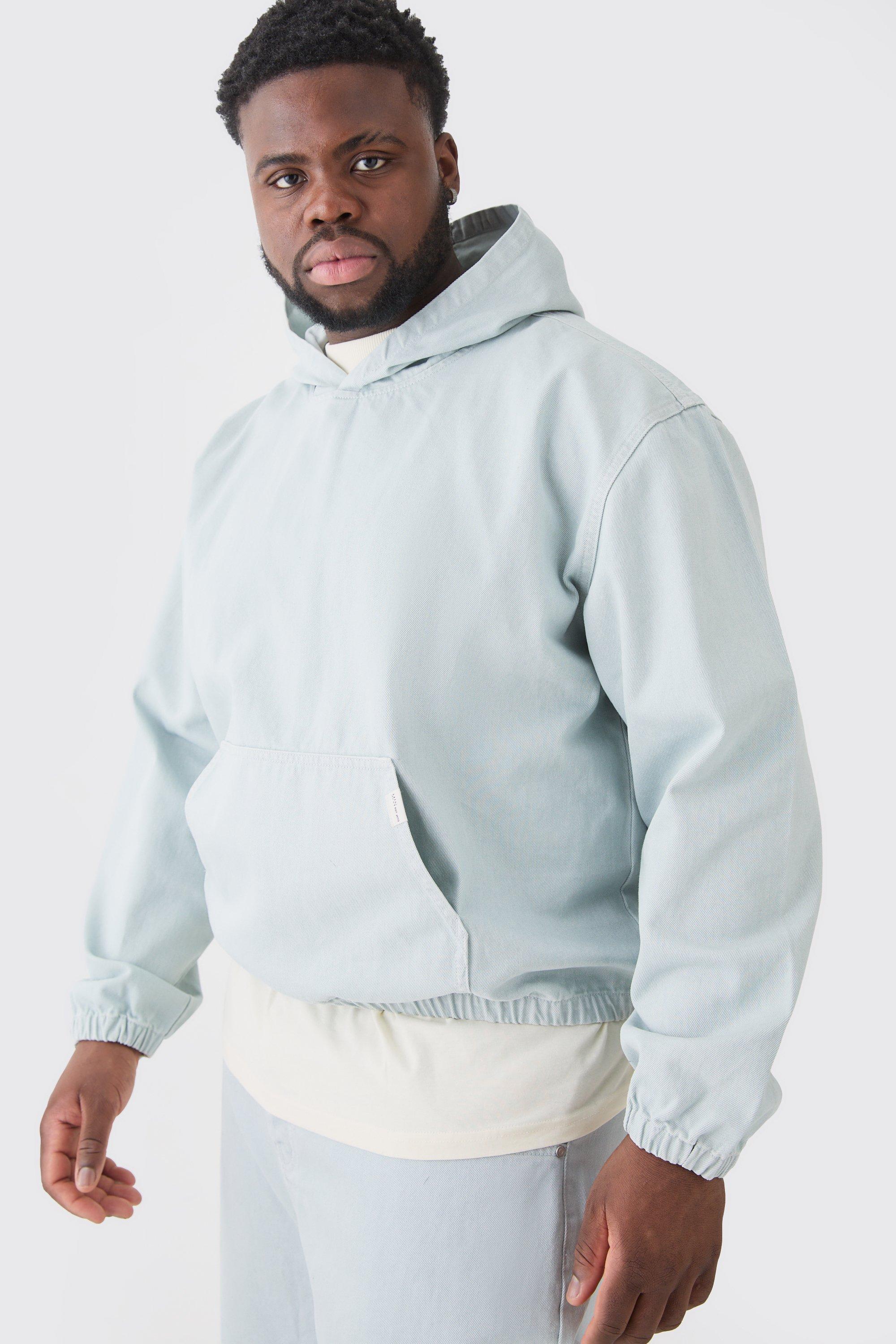 Plus Overdyed Denim Hoodie | boohooMAN USA Product Image