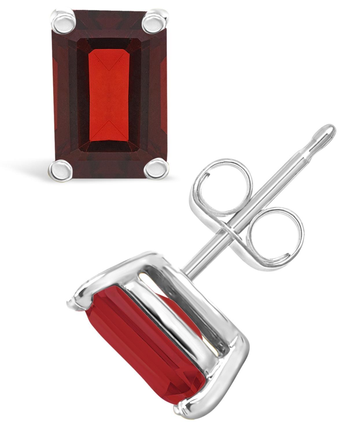 Celebration Gems 14k Gold Emerald Cut Garnet Stud Earrings, Womens, Red Product Image