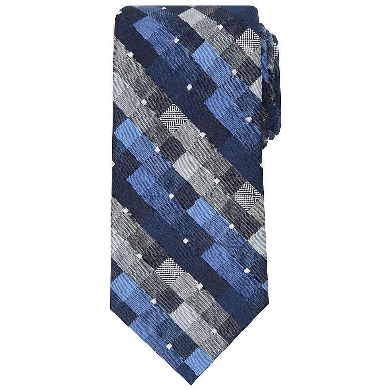 Mens Bespoke Geometric Tie, Blue Provinte Product Image