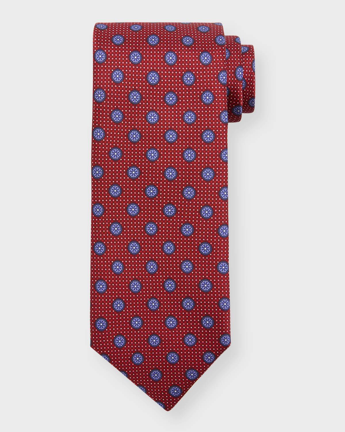 Mens Circle-Print Silk Tie Product Image