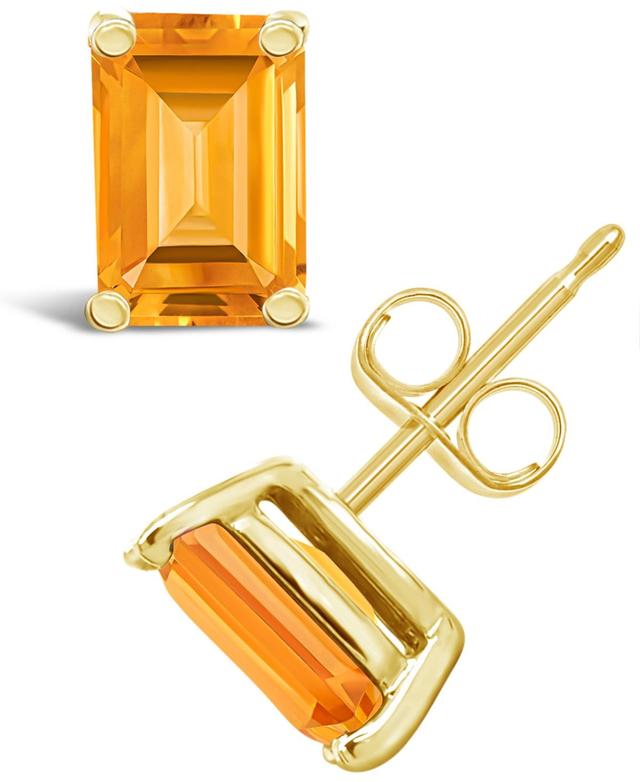 Celebration Gems 14k Gold Emerald Cut Citrine Stud Earrings, Womens, 14k Whgold Product Image