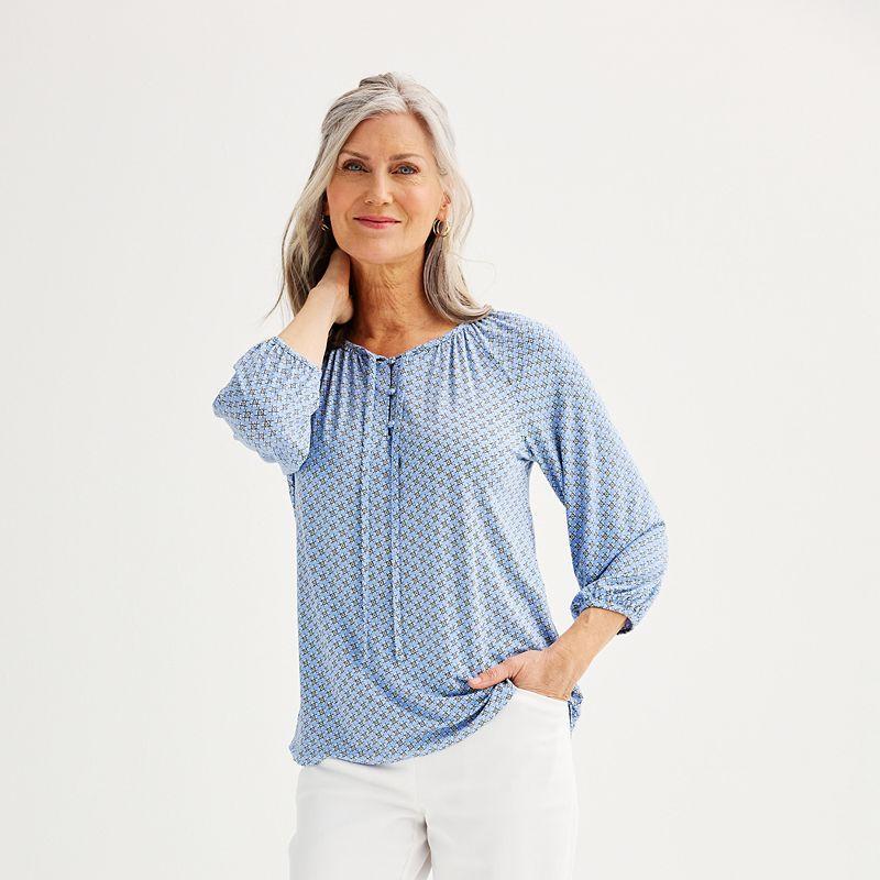 Womens Croft & Barrow Shirring Knit Blouse Product Image