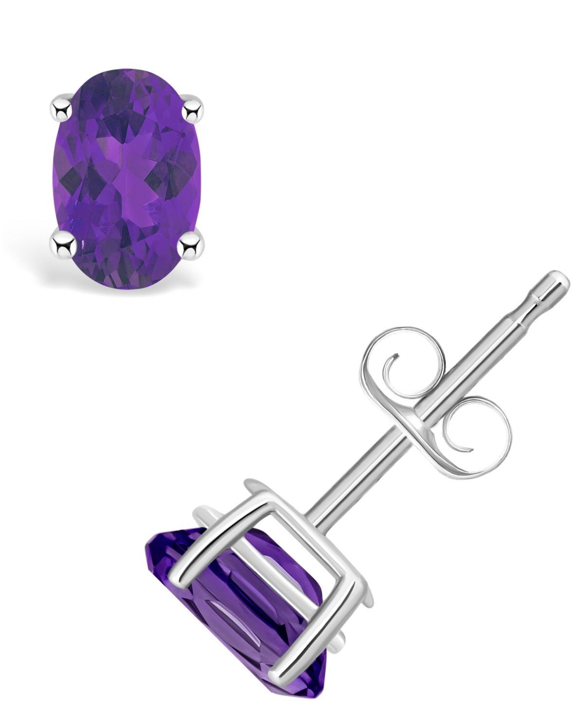 Celebration Gems 14k White Gold Oval Gemstone Stud Earrings, Womens, Purple Product Image