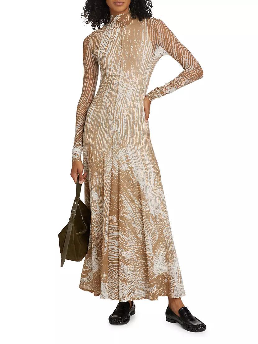 Gemma Printed Stretch Tulle Maxi Dress Product Image