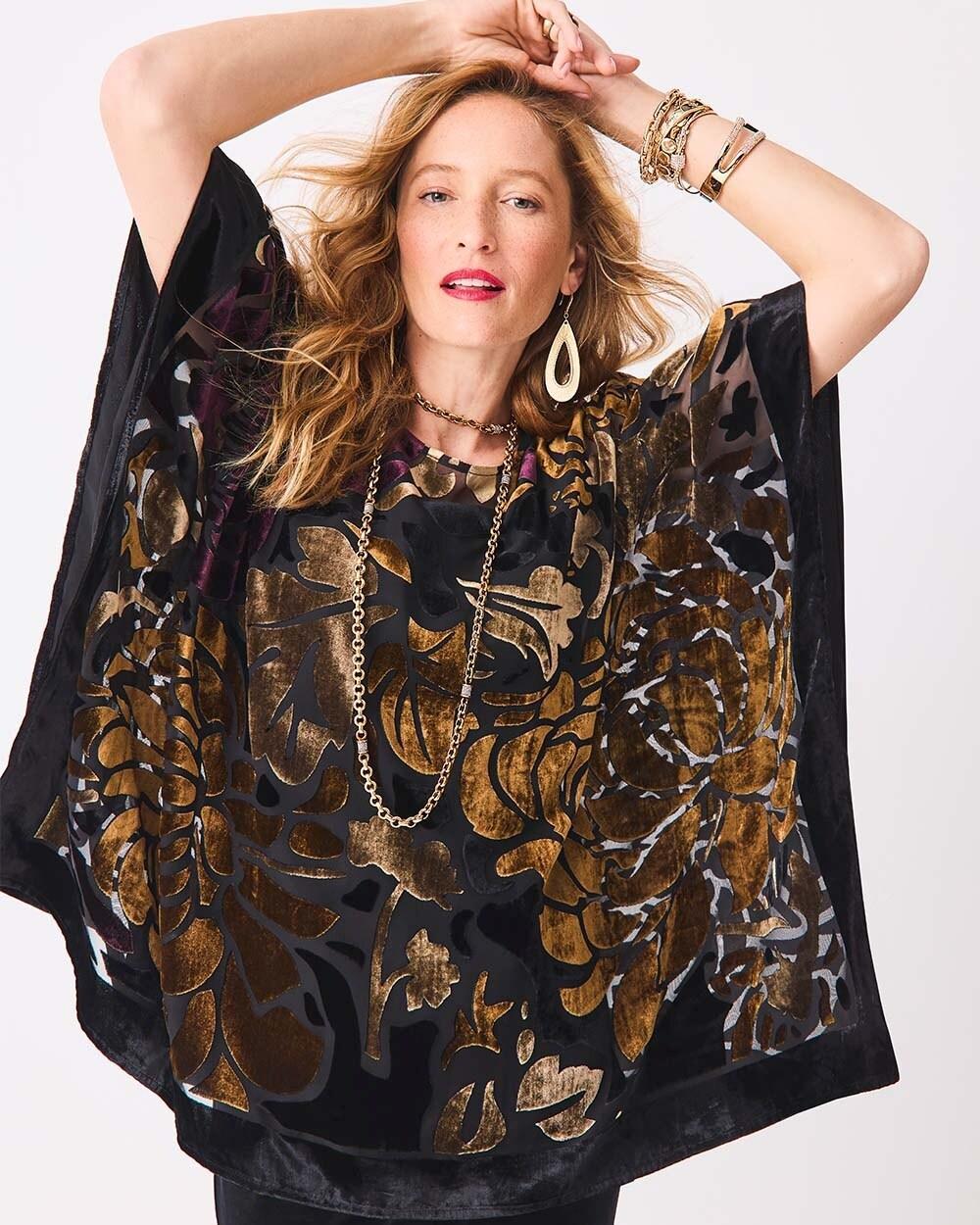 Travelers™ Collection Velvet Print Poncho Product Image