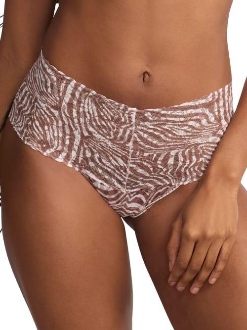 Floral-Print Lace Thong Product Image