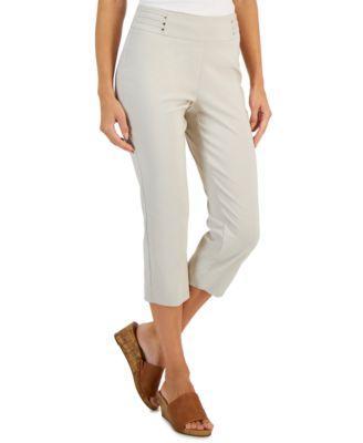 Jm Collection Womens Pull On Slim-Fit Rivet Detail Cropped Pants, Created for Macys Product Image