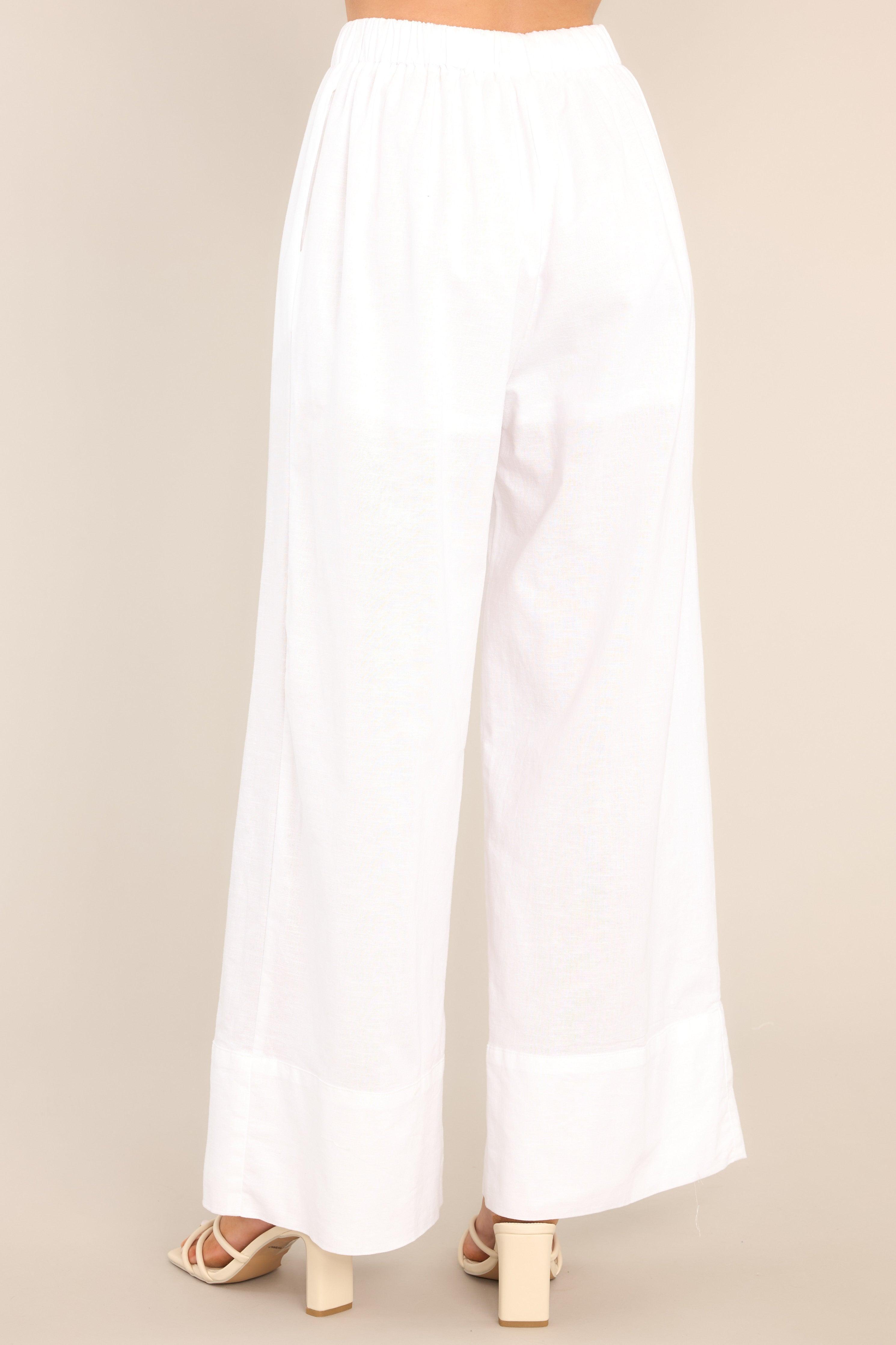 Uncover The Mystery White Linen Blend Pants Product Image