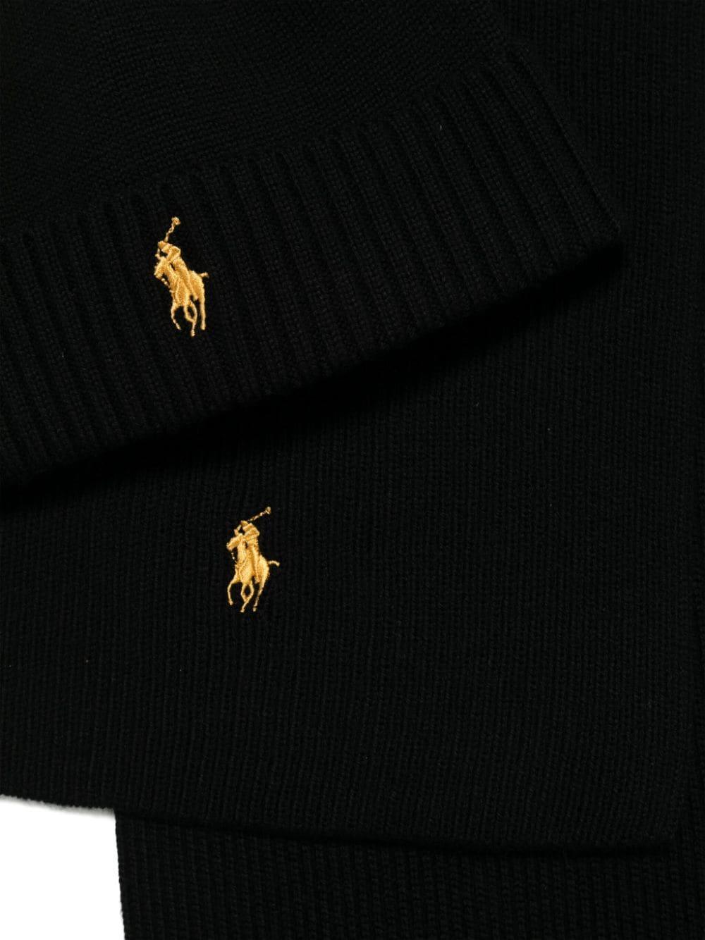 POLO RALPH LAUREN Polo Pony-motif Scarf Set In Black Product Image