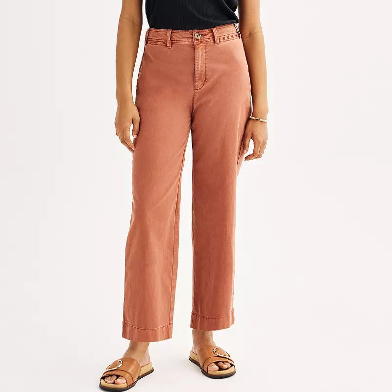 Womens Sonoma Goods For Life Wide Leg Crop Pants Red Brown product image