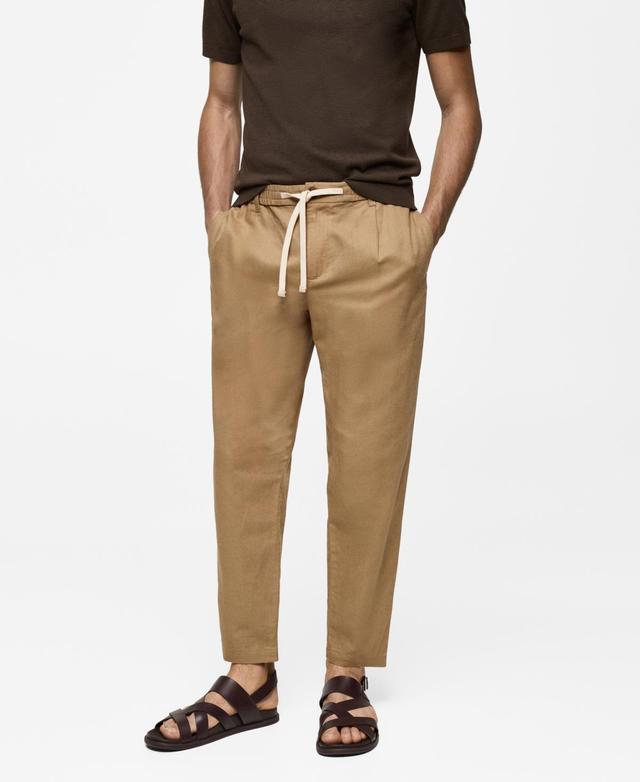 Mango Mens Drawstring Detail Slim-Fit Pants Product Image