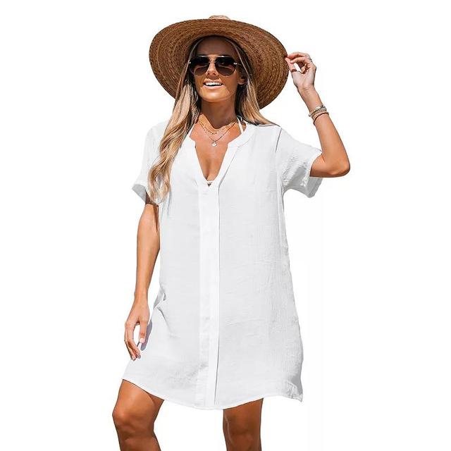 Womens CUPSHE V-Neck Swim Cover-Up Mini Dress Product Image