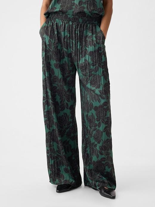 Crinkle Texture Satin Pants Product Image