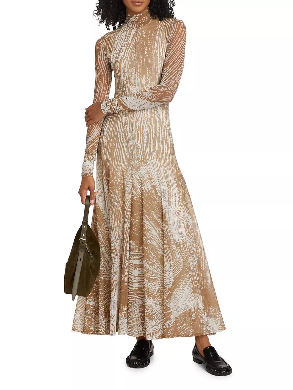 Gemma Printed Stretch Tulle Maxi Dress Product Image