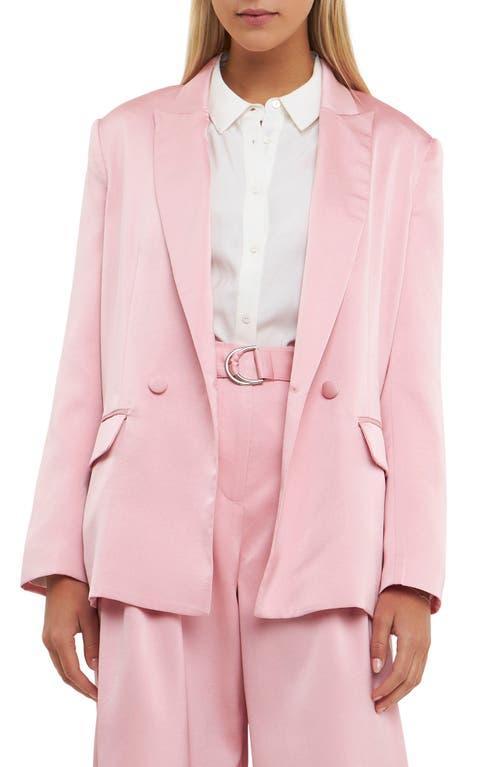 English Factory Drapey Double Breasted Satin Blazer Product Image