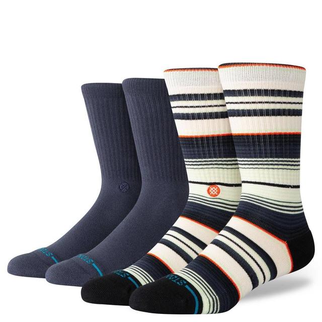 STANCE x WADE Mens Striped Duncans Crew Socks 2pk - Navy BlueWhite 6-12 Product Image