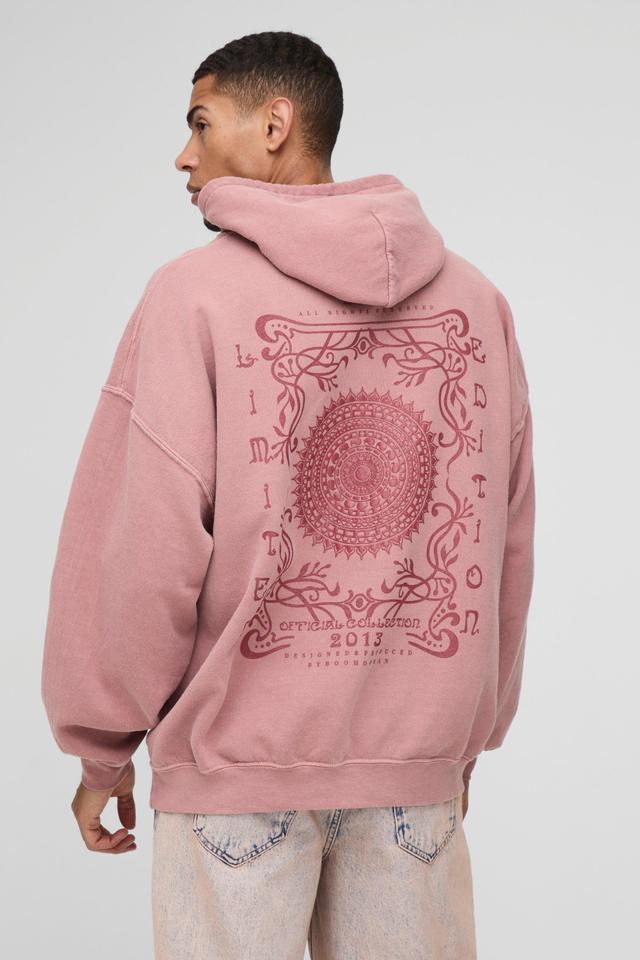 Oversized Limited Edition Puff Print Washed Hoodie | boohooMAN USA Product Image