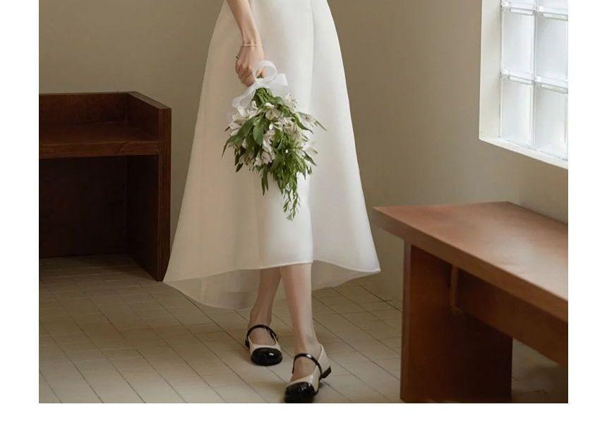 Strapless Plain Midi A-Line Wedding Dress Product Image