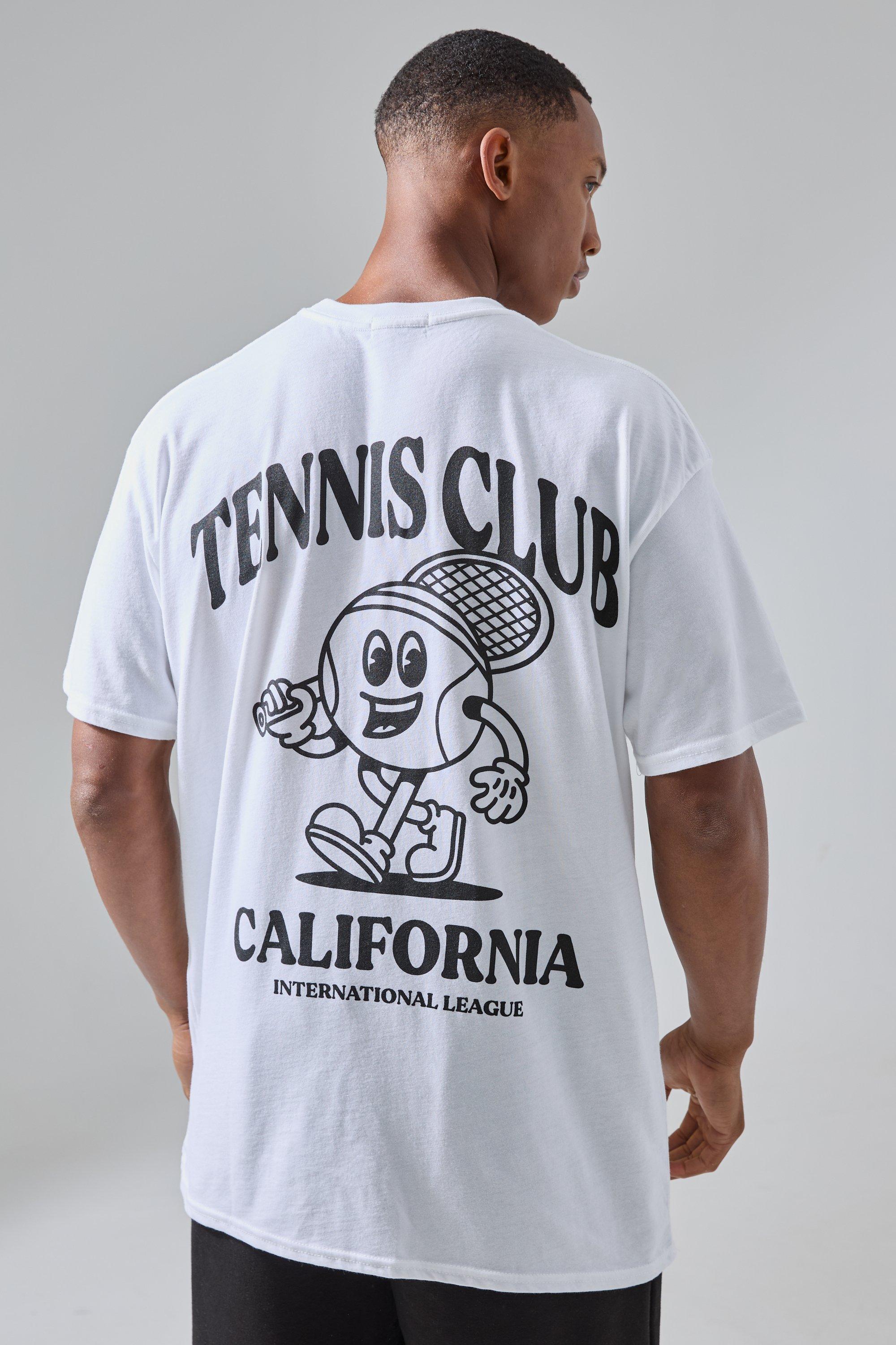 Man Active Tennis Club California Oversized Backprint T-shirt | boohooMAN USA Product Image