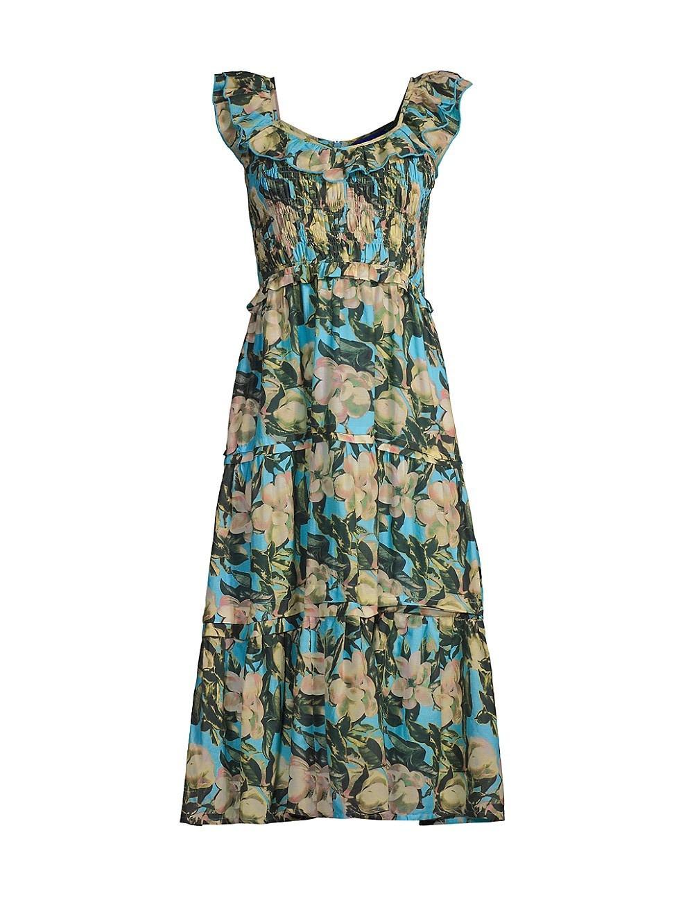 Womens Tuscany Floral Cotton Midi-Dress Product Image