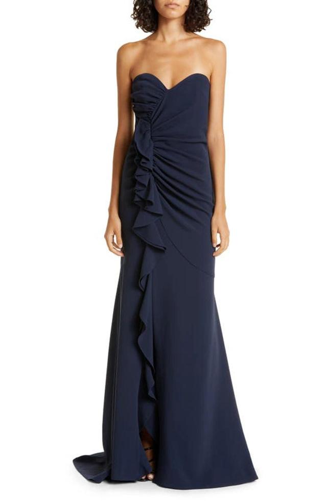 Cinq A Sept Hyde Strapless Gown In Navy Product Image