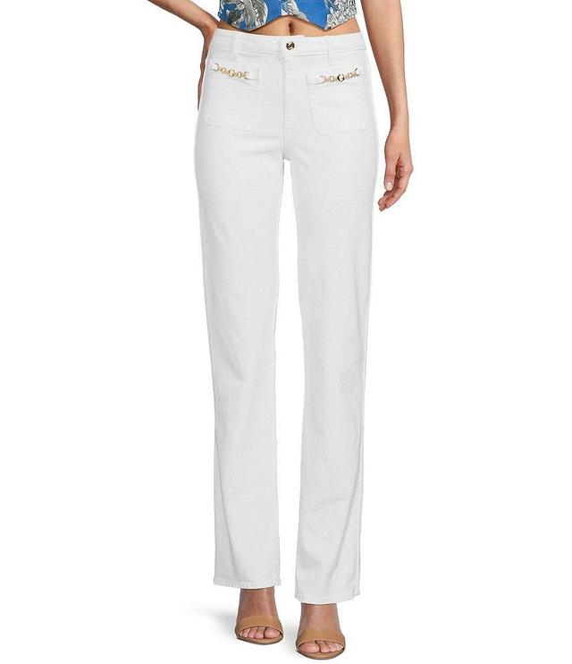 Guess Mid Rise Relaxed Straight G Charm Pants Product Image