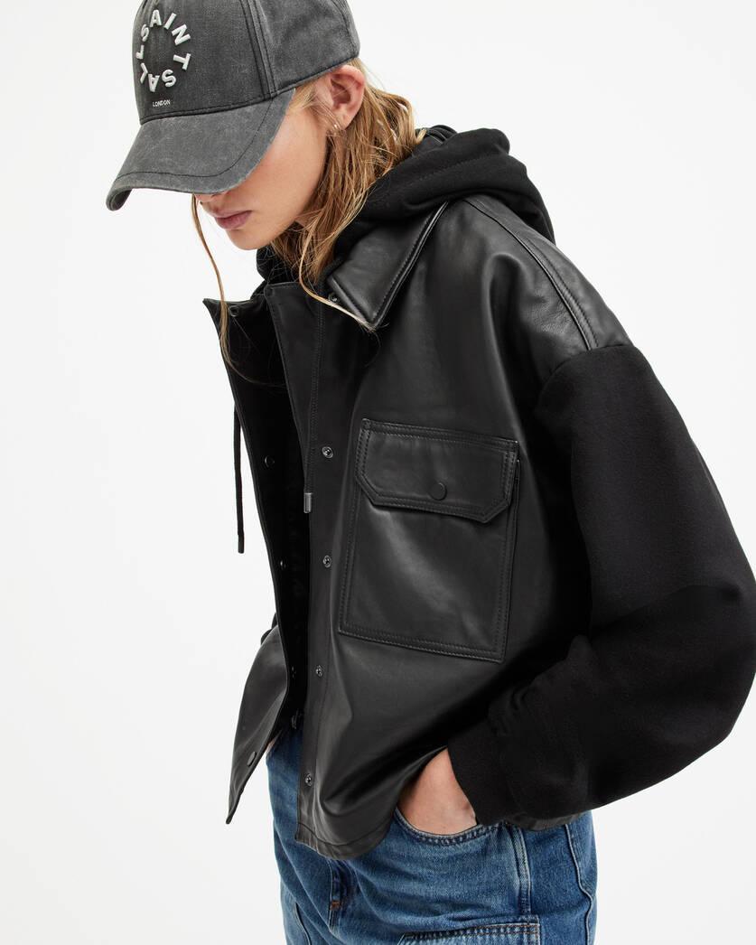 Morten Oversized Leather Trucker Jacket Product Image