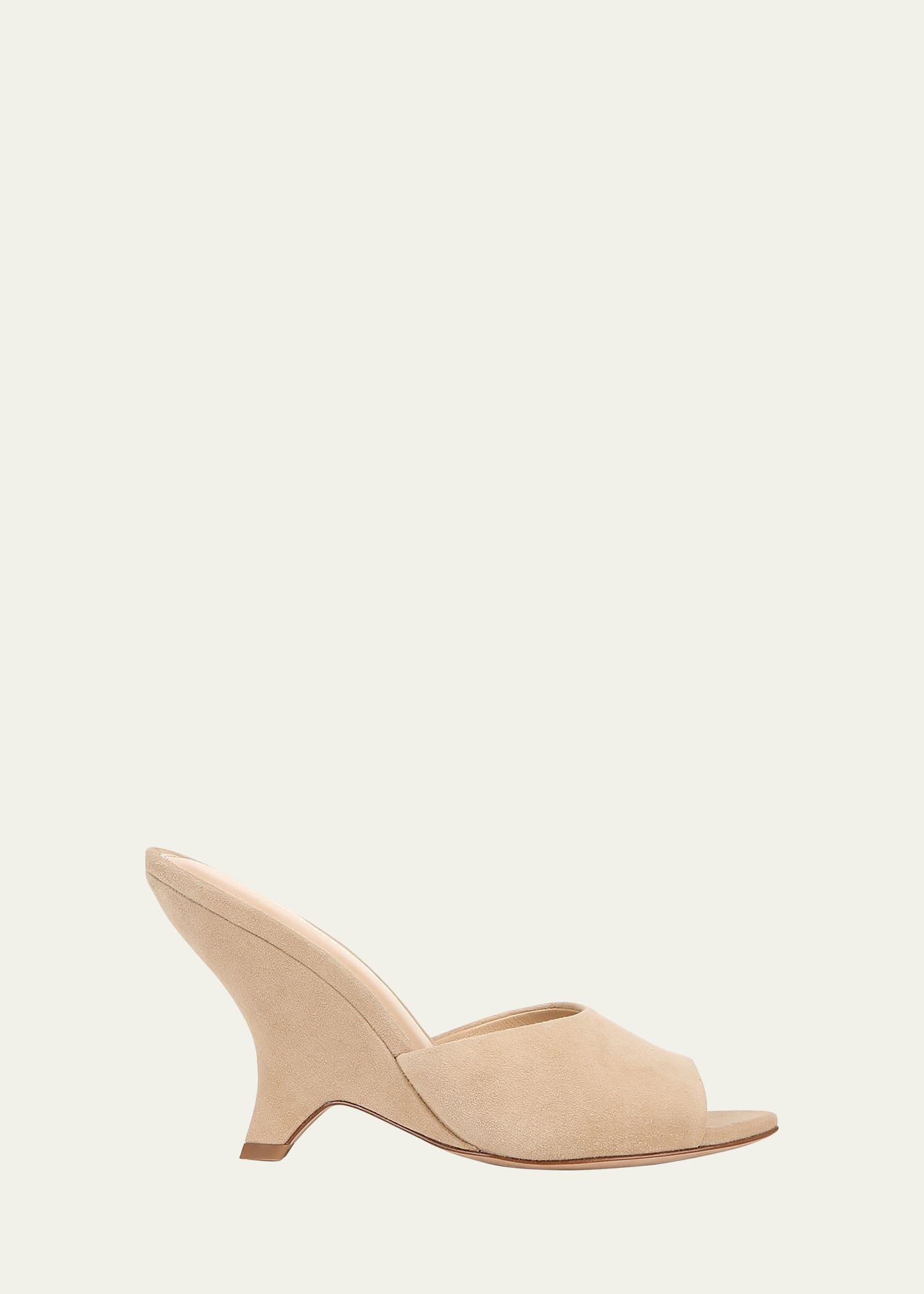 Mila Suede Peep-Toe Wedge Sandals Product Image