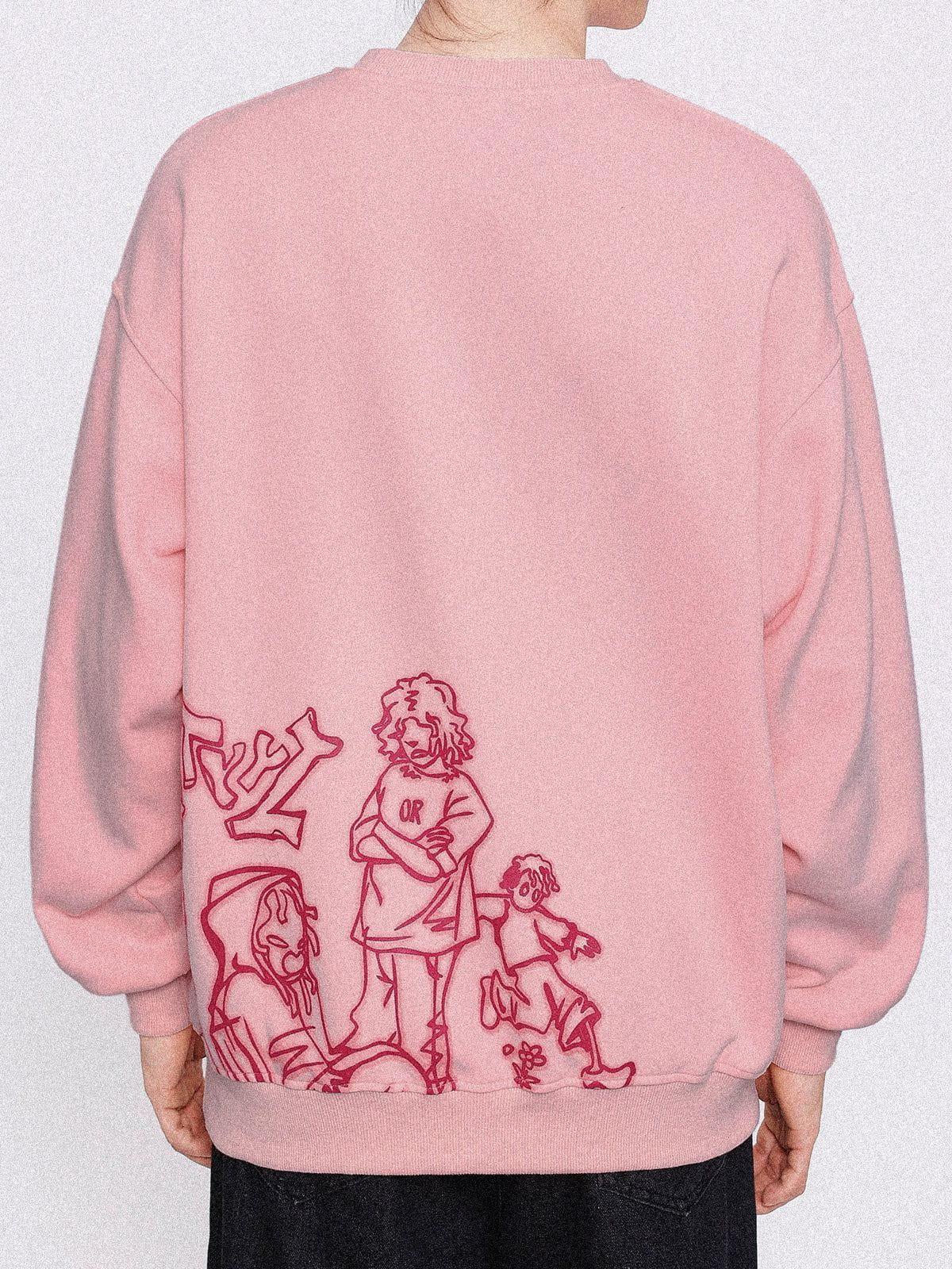 Aelfric Eden Cartoon Line Character Print Sweatshirt Product Image