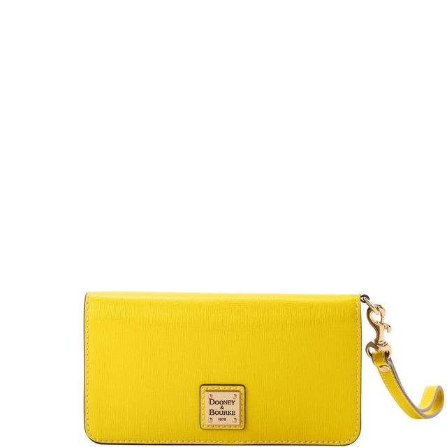 Dooney & Bourke Womens Saffiano Fey Phone Leather Wristlet in Forsythia Product Image