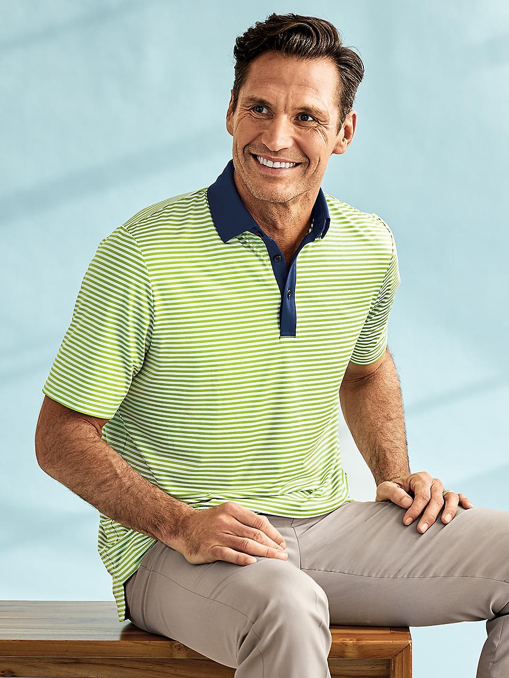 Performance Blend Three Button Polo - Green Product Image