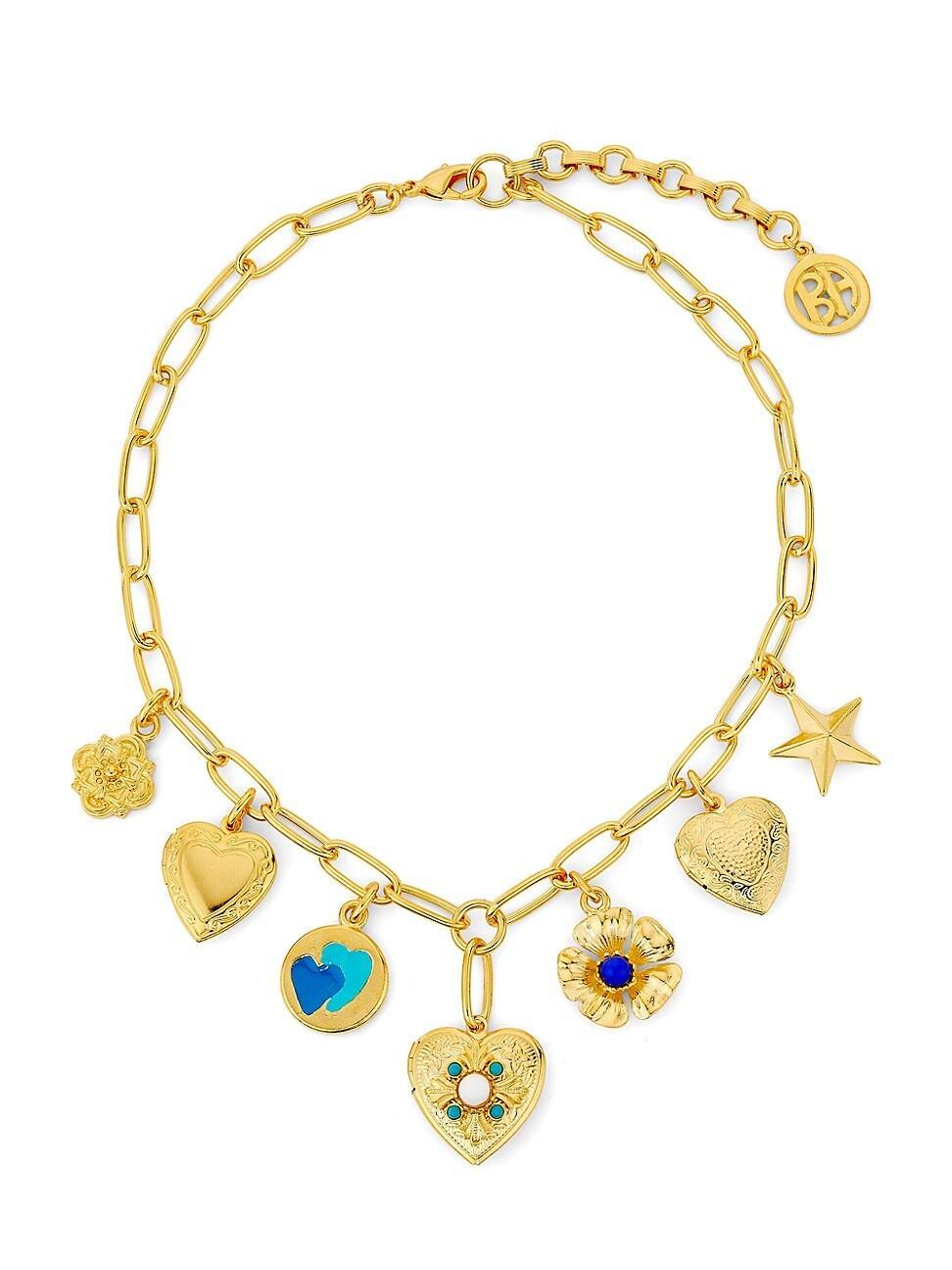 Womens 24K-Gold-Plated & Enamel Charm Necklace product image