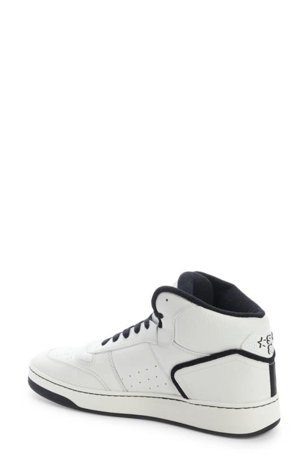 SAINT LAURENT Sl80 Mid Top Sneaker Cuir Meridiano Graine In White Product Image