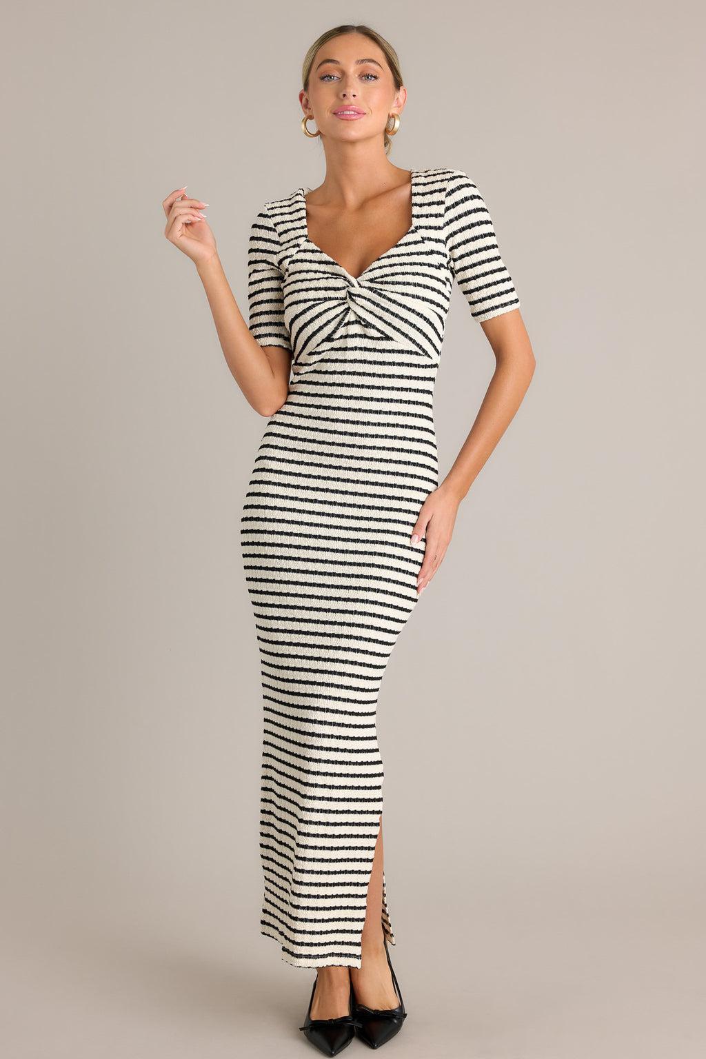 City Lights Black Stripe Bodycon Maxi Dress Product Image