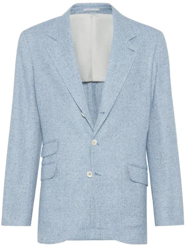 BRUNELLO CUCINELLI Herringbone Blazer In Blue Product Image