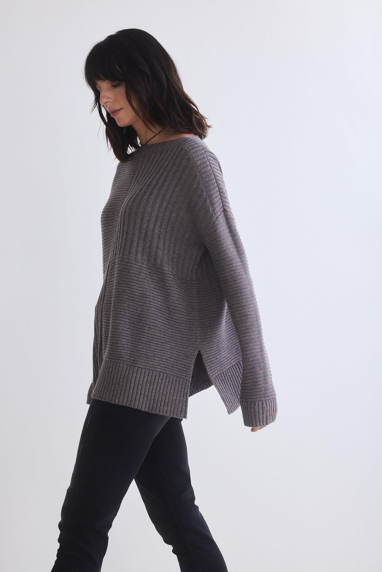 Oversized Mixed Knit Sweater Product Image