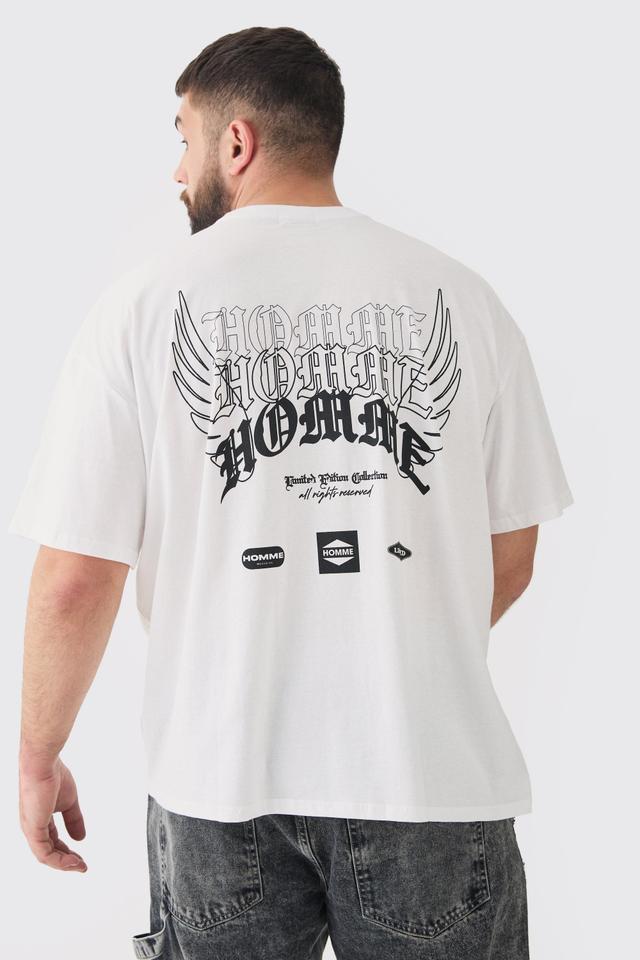 Plus Oversized Homme Moto Racing Overdye T-shirt In White | boohooMAN USA Product Image