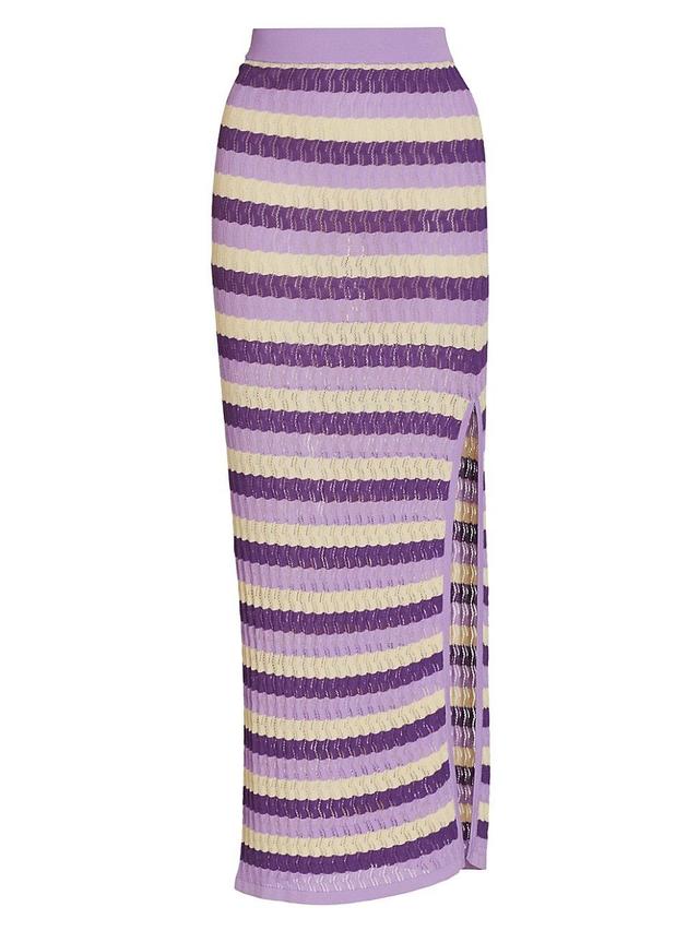 Womens June Striped Pointelle Knit Maxi skirt Product Image