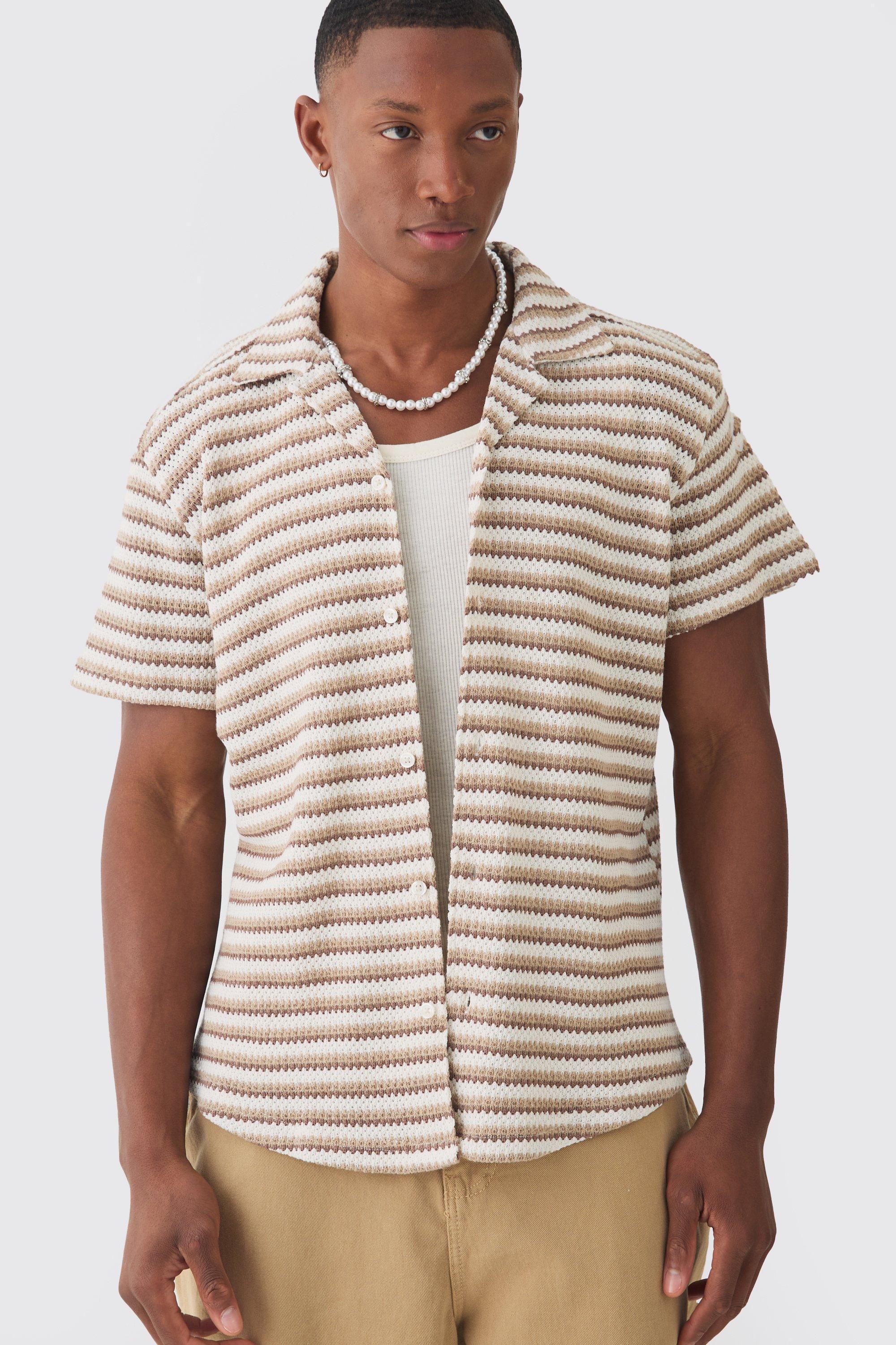 Open Stitch Resort Shirt | boohooMAN USA Product Image