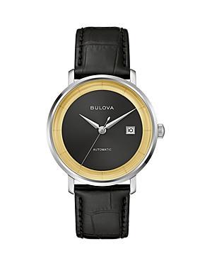 Bulova Mens Classic Frank Sinatra Rat Pack Automatic Black Leather Strap Watch 40mm Product Image