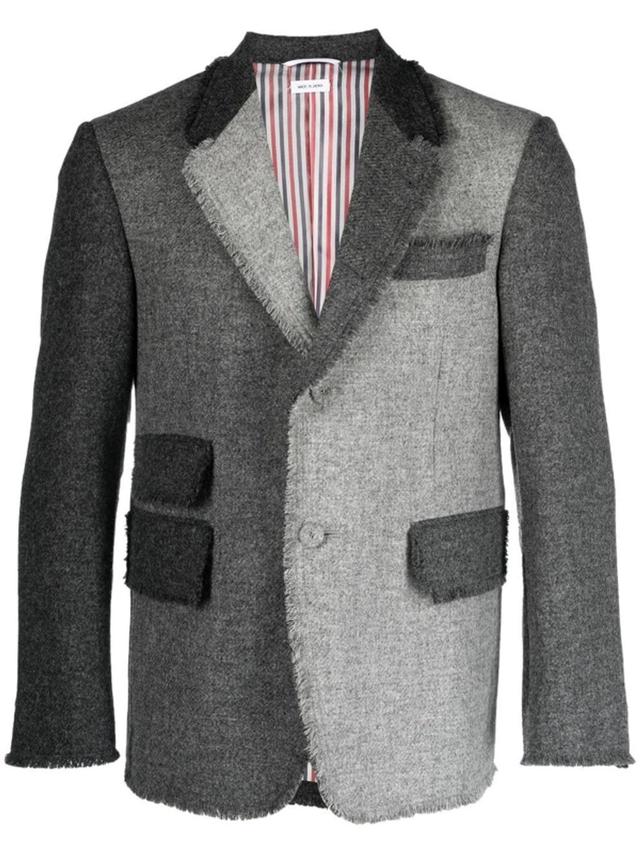 Panelled Single-breasted Suit Jacket In Grey Product Image