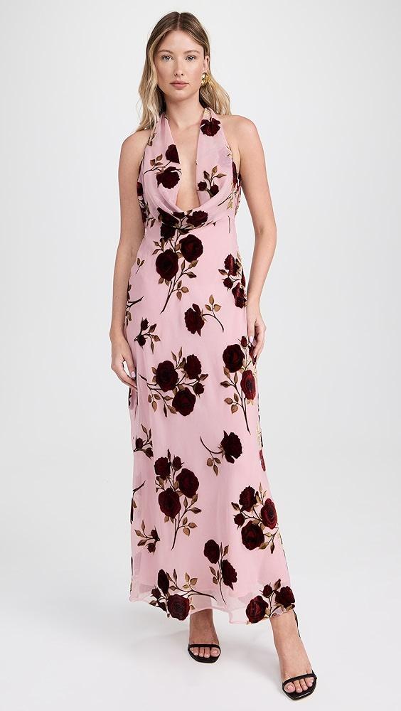 For Love & Lemons Rose Velvet Halter Maxi Dress | Shopbop Product Image