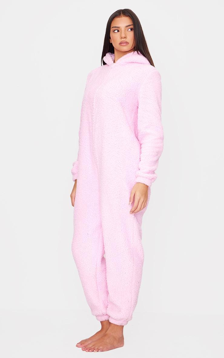 Pink Hooded Fleece Onesie Product Image