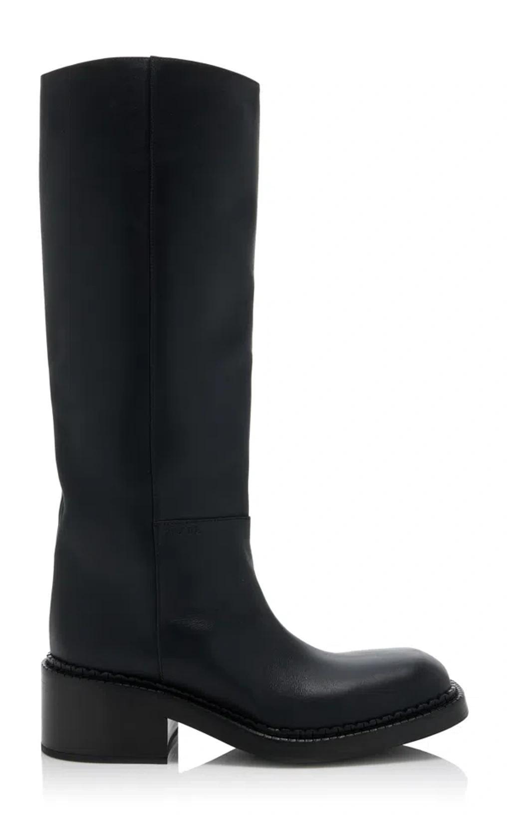 Leather Knee Boots In Black product image