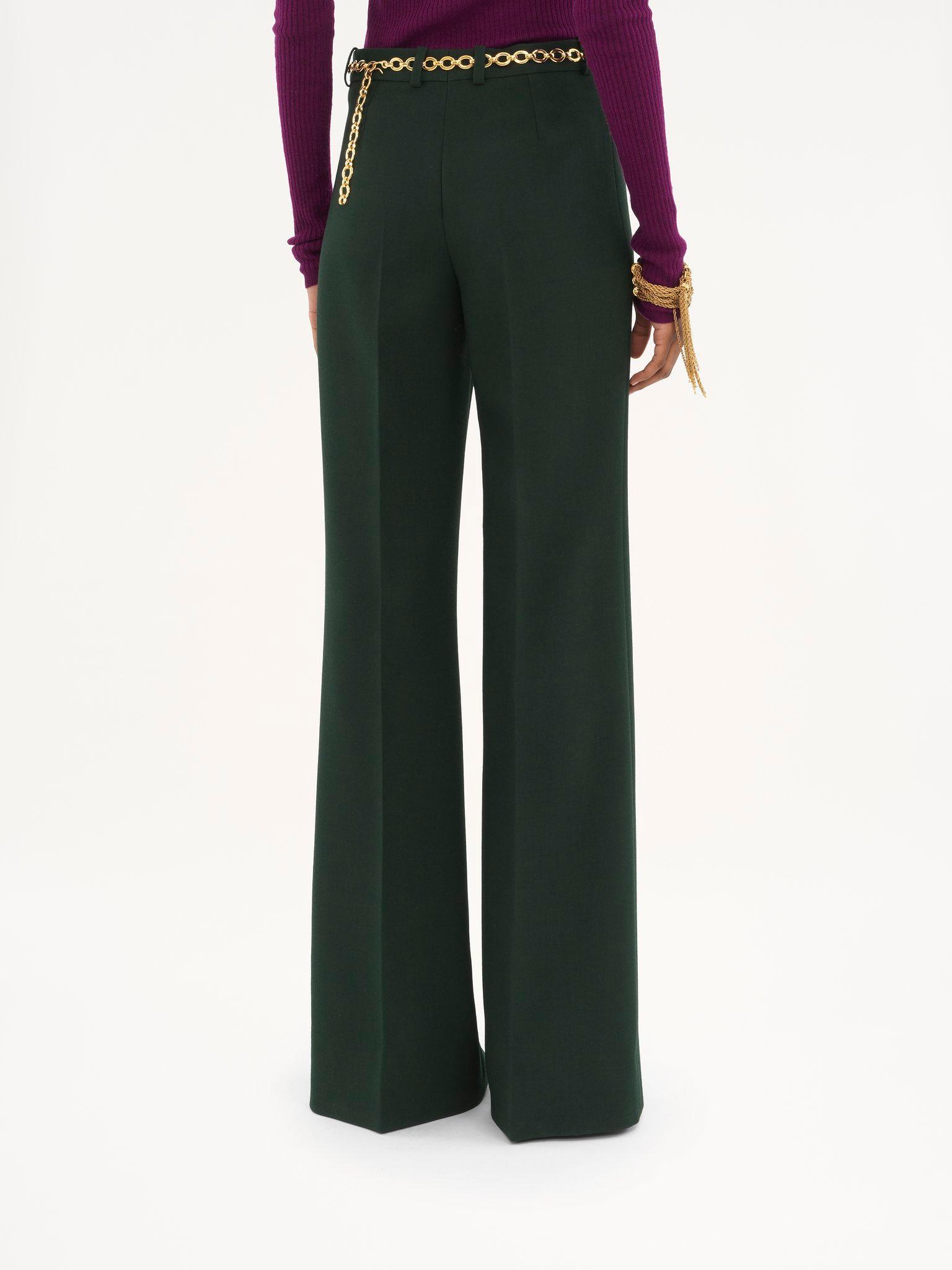 Flared tailored pants in wool crêpe Product Image