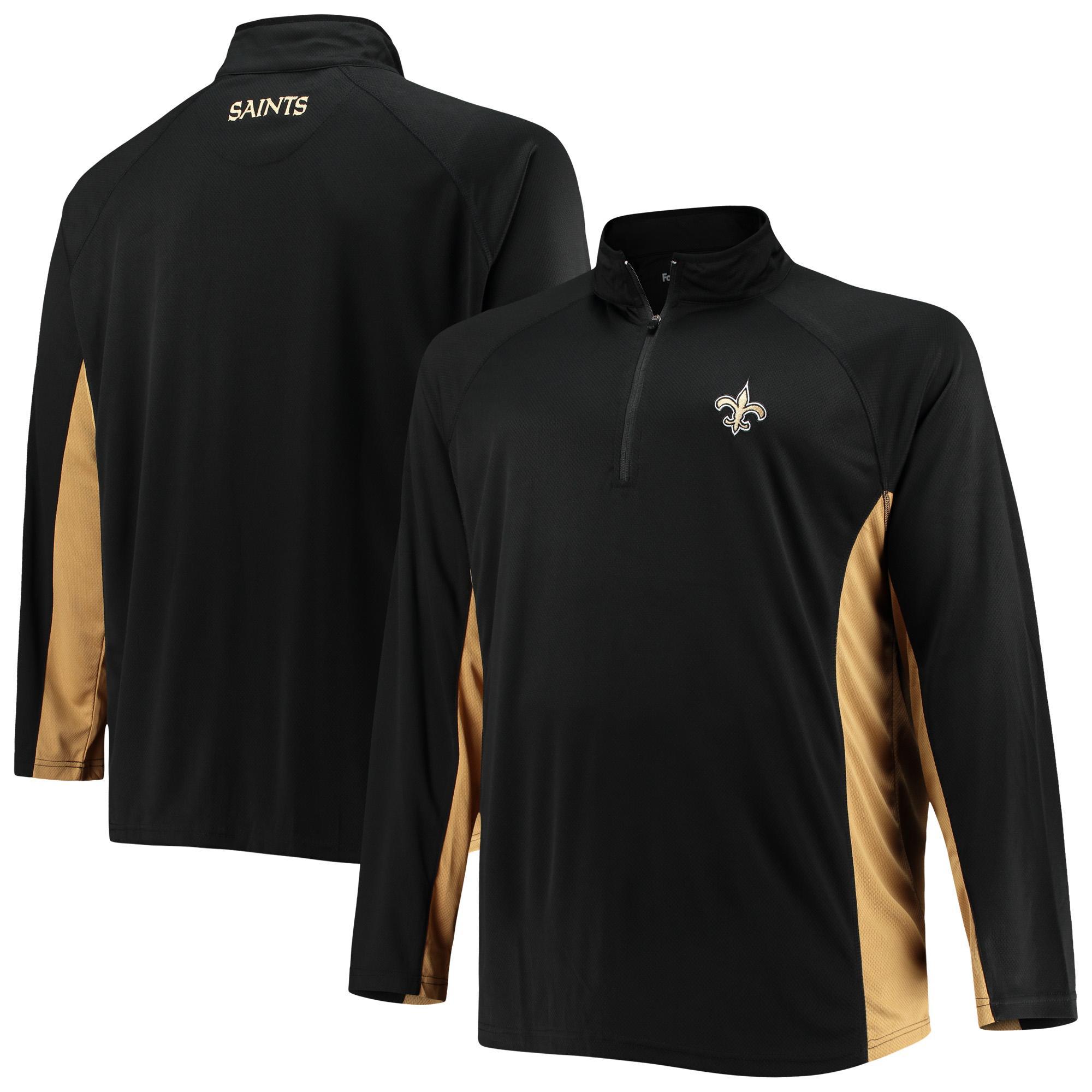 Mens Fanatics Branded /Gold New Orleans Saints Big & Tall Polyester Quarter-Zip Raglan Jacket Product Image