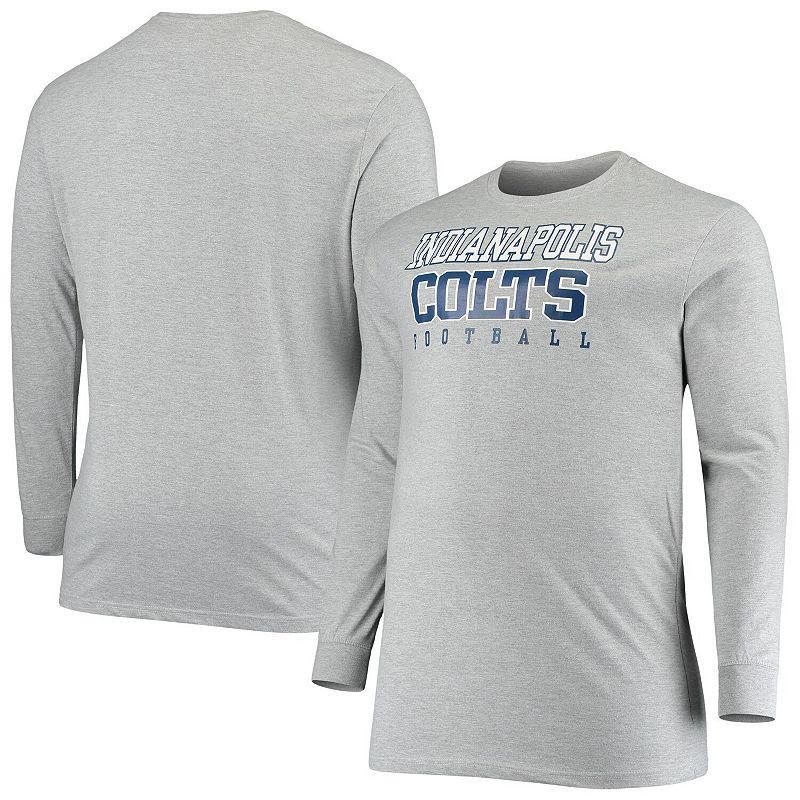 Men's Fanatics Branded Heathered Gray Indianapolis Colts Big & Tall Practice Long Sleeve T-Shirt Product Image