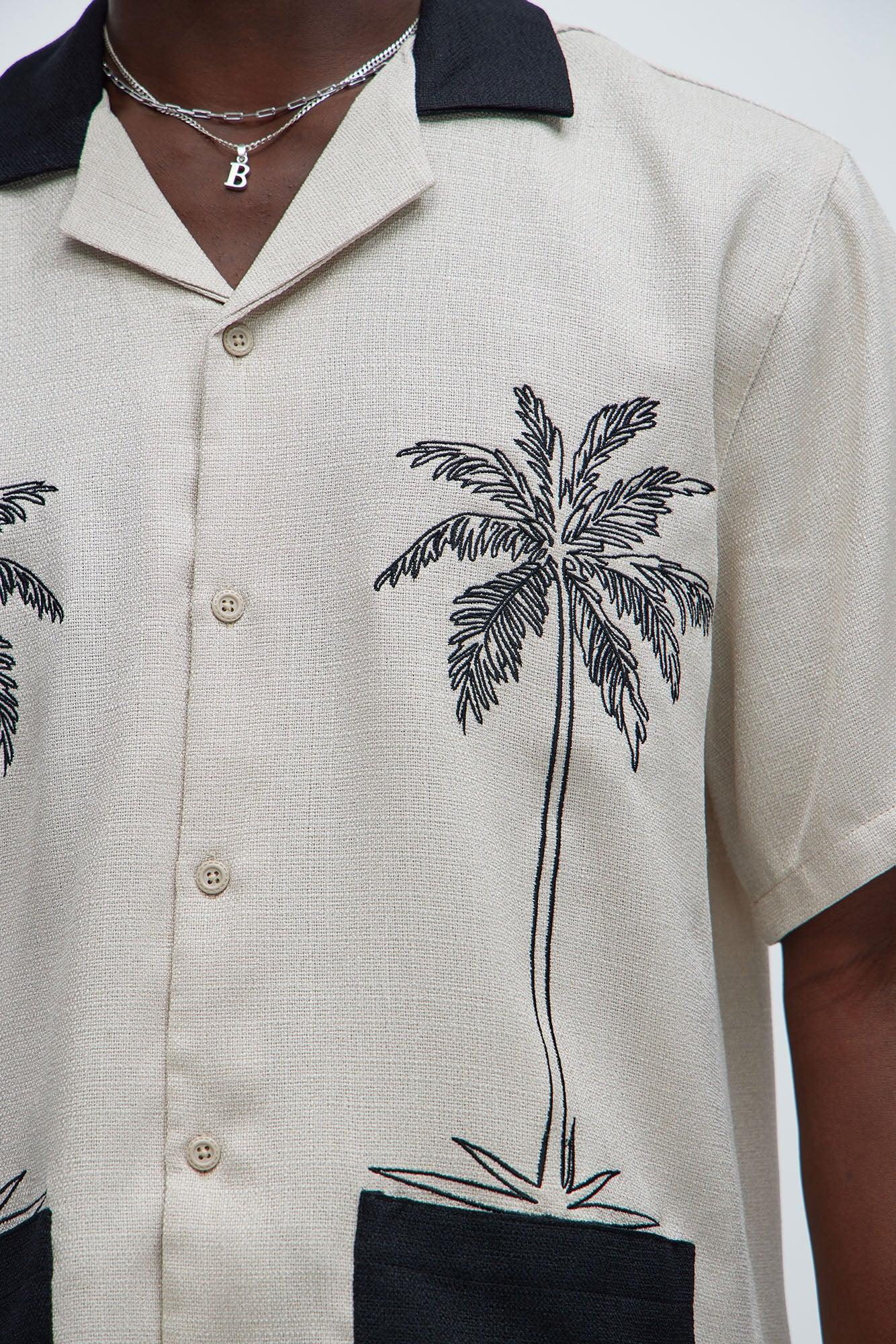 Palm Tree Embroidered Shirt - Stone/Combo Product Image